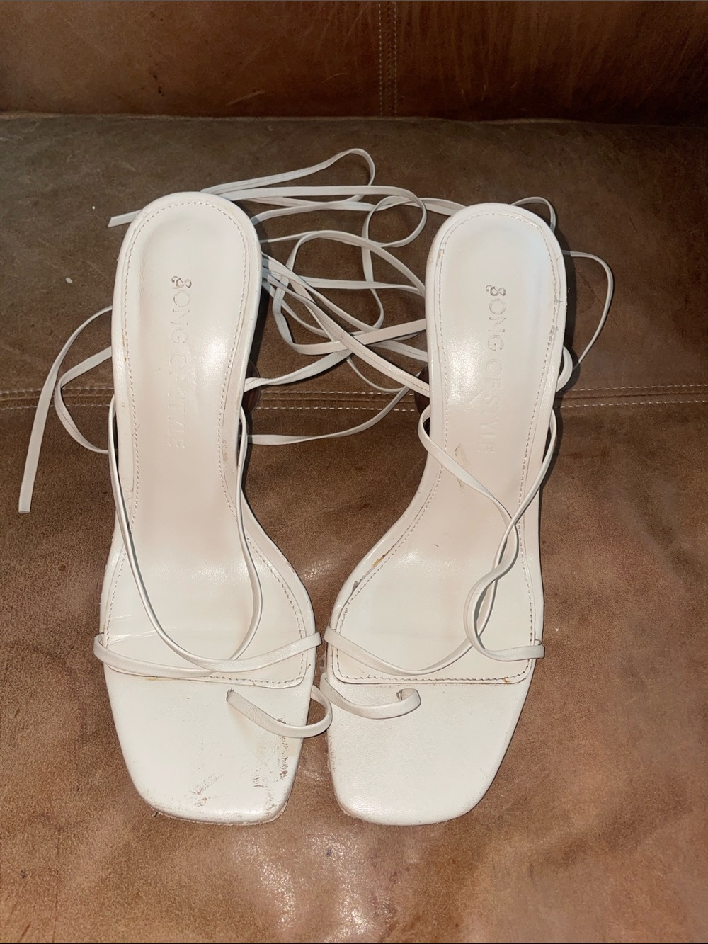 Strappy Lace-Up White Women's heels